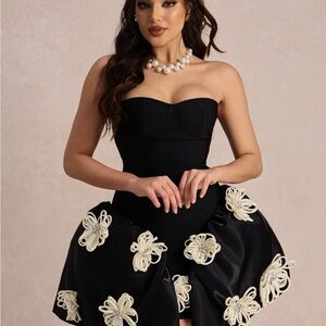 Elegant Black Dress with Cream Accents
